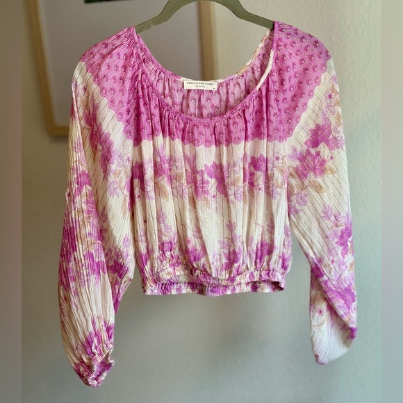 Spell & The Gypsy Set | Coco Lei Boho Lilac Floral Peasant Top + Midi Skirt - Picture 5 of 10